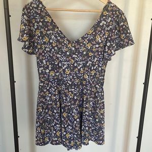floral romper with tie in back